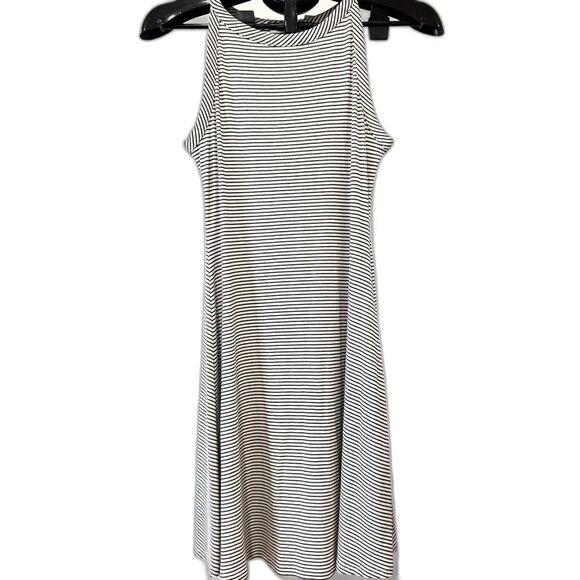 NWT Monteau Black & White Striped Rib Knit MIDI Dress Size Medium - Picture 2 of 6